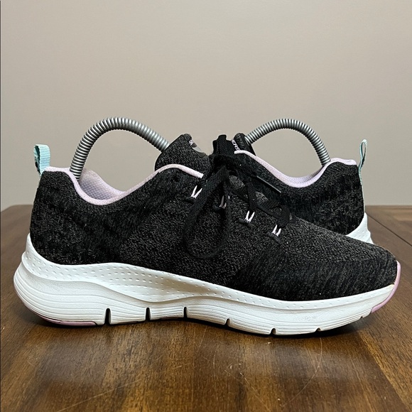 Sketchers Arch Fit Air Cooled Comfy Wave Womens Size 8.5 Black Lavender - Picture 7 of 14